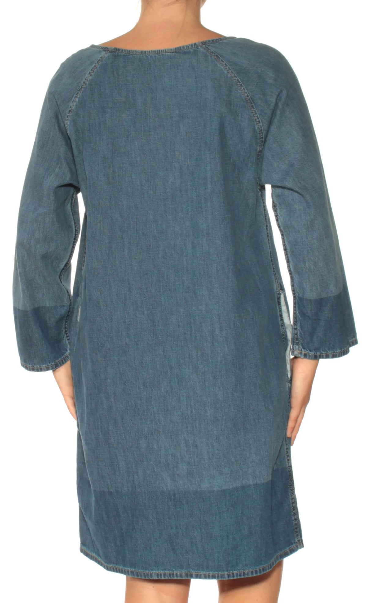 Blue Long Sleeve Shift Dress N408