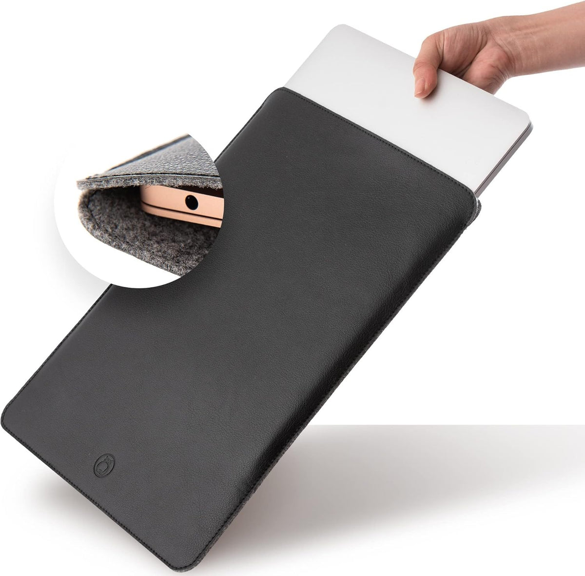 Thin Leather Laptop Sleeve, 13 Inch Suede Padded (Brown) V64472