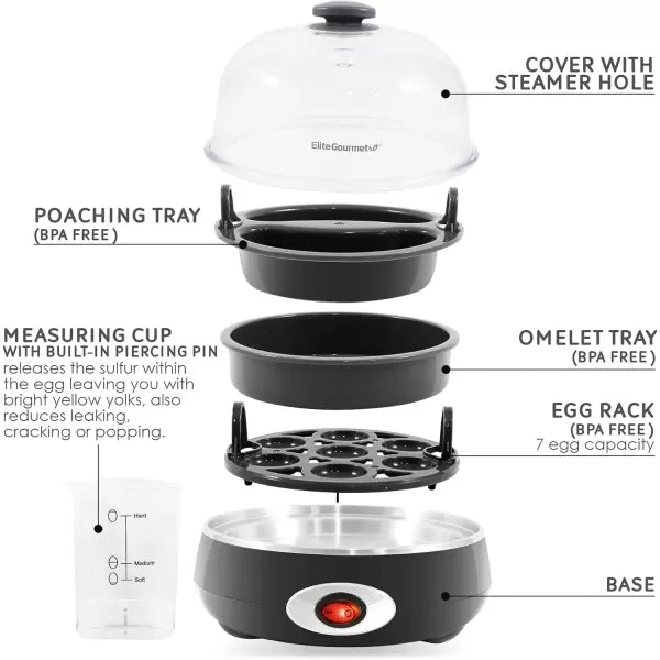 Charcoal Grey 7 Egg Capacity Electric Egg Cooker B9599