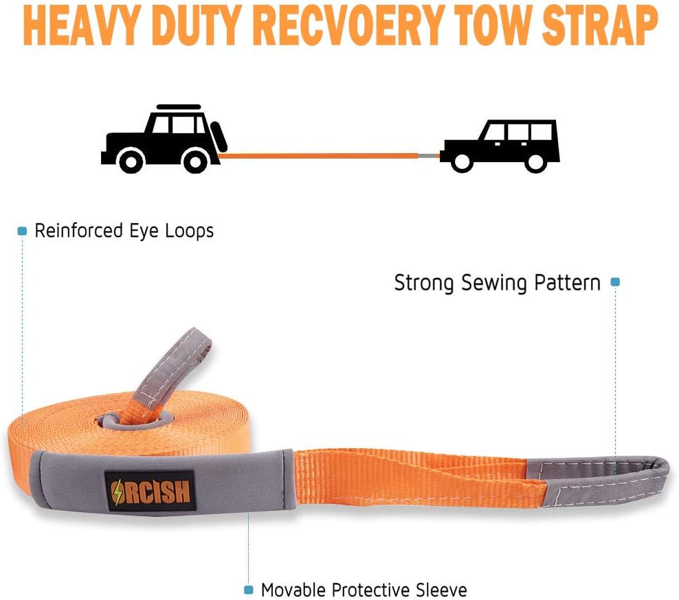 66ft X 2In Tree Saver Recovery Tow Strap Winch Strap 17600lb Capacity Pack of 2 C8917