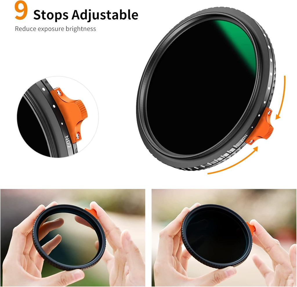 82mm Variable ND Filter ND2-ND400 with Optical Glass Leather Case Y7946
