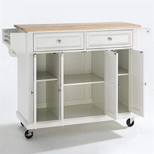 Natural Wood Top Kitchen Cart in White I583