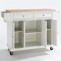 Natural Wood Top Kitchen Cart in White I583