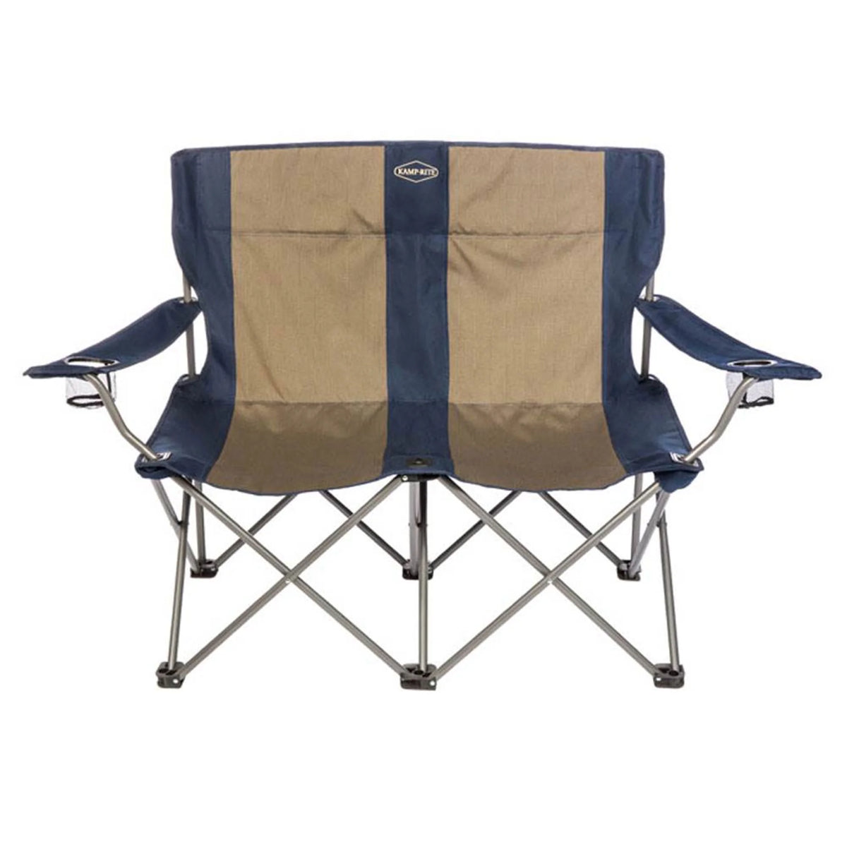 Navy/Tan Portable Double Folding Camp Chair W809294