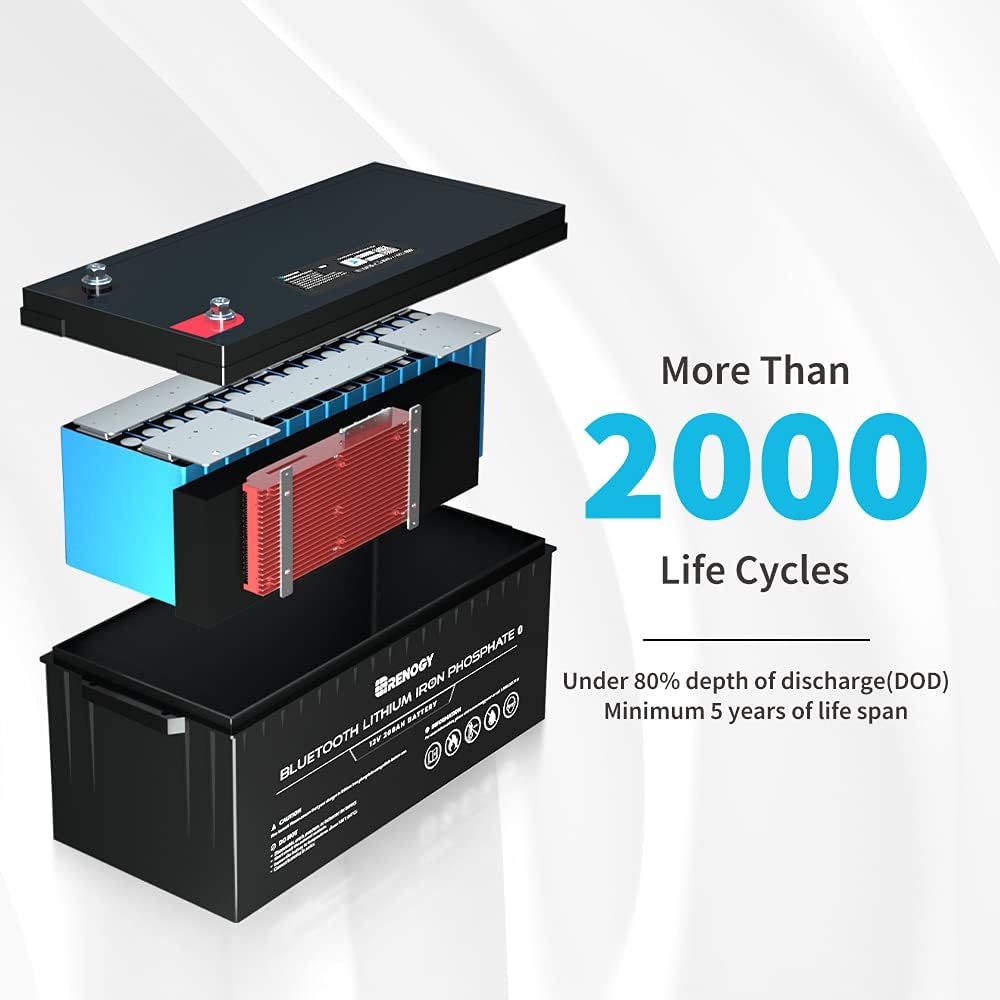 12V 200Ah LiFePO4 Deep Cycle Lithium Battery with Bluetooth K332