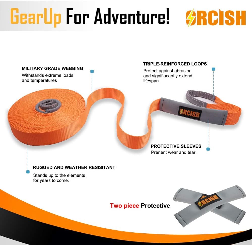 66ft X 2In Tree Saver Recovery Tow Strap Winch Strap 17600lb Capacity Pack of 2 C8917