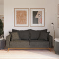 Contemporary Pillowback Wood Sofa Gray Linen B1076