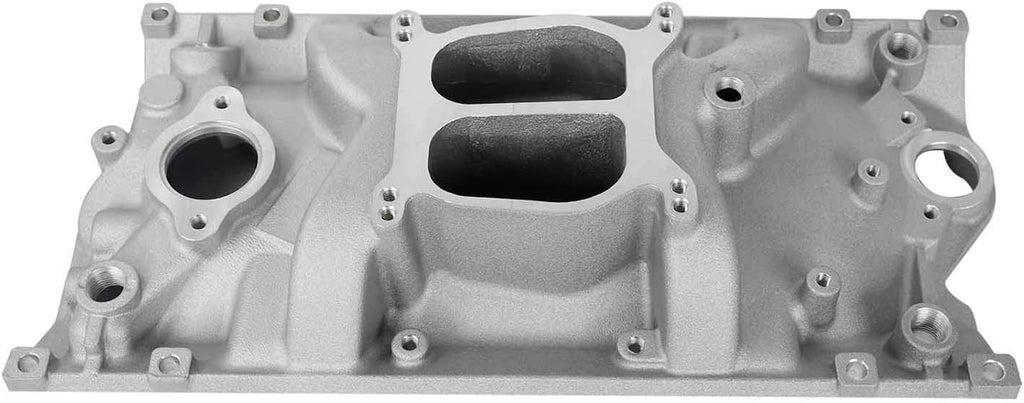 Dual Plane Satin Aluminum Intake Manifold for SBC Chevy Vortec 350 Heads W614017