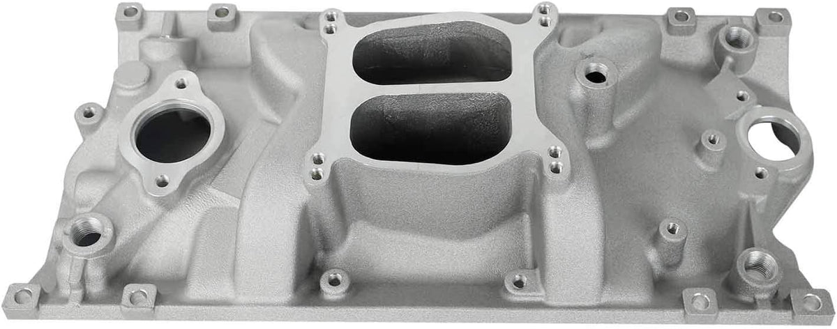 Dual Plane Satin Aluminum Intake Manifold for SBC Chevy Vortec 350 Heads W614017