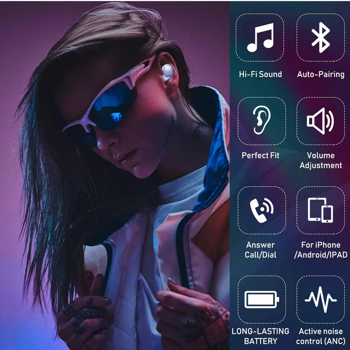 Amethyst Purple True Wireless Bluetooth Earbuds with Charging Case Z745996