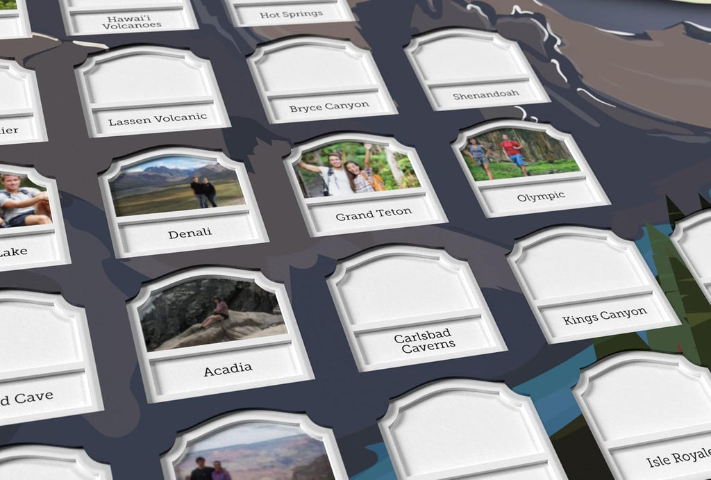 Personalized USA National Parks Photo Map (White Frame) Q561