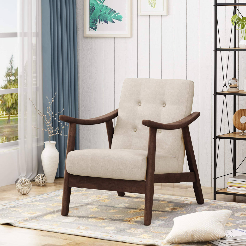 Beige Brown Mid-Century Modern Accent Chair L938