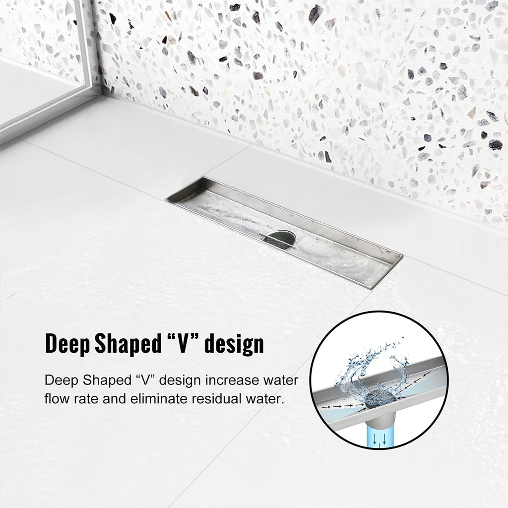 24 inch Linear Brushed 304 Stainless Steel Shower Drain M592319