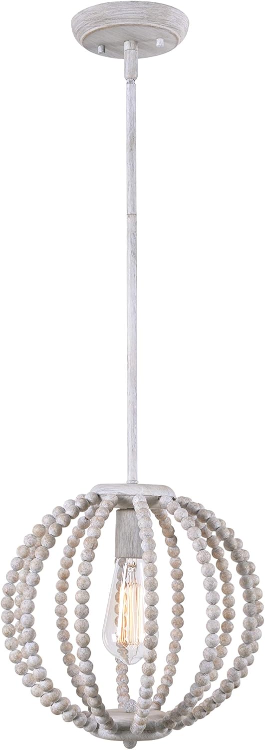 Weather White Wood Bead Mini Pendants A2479