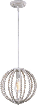 Weather White Wood Bead Mini Pendants A2479
