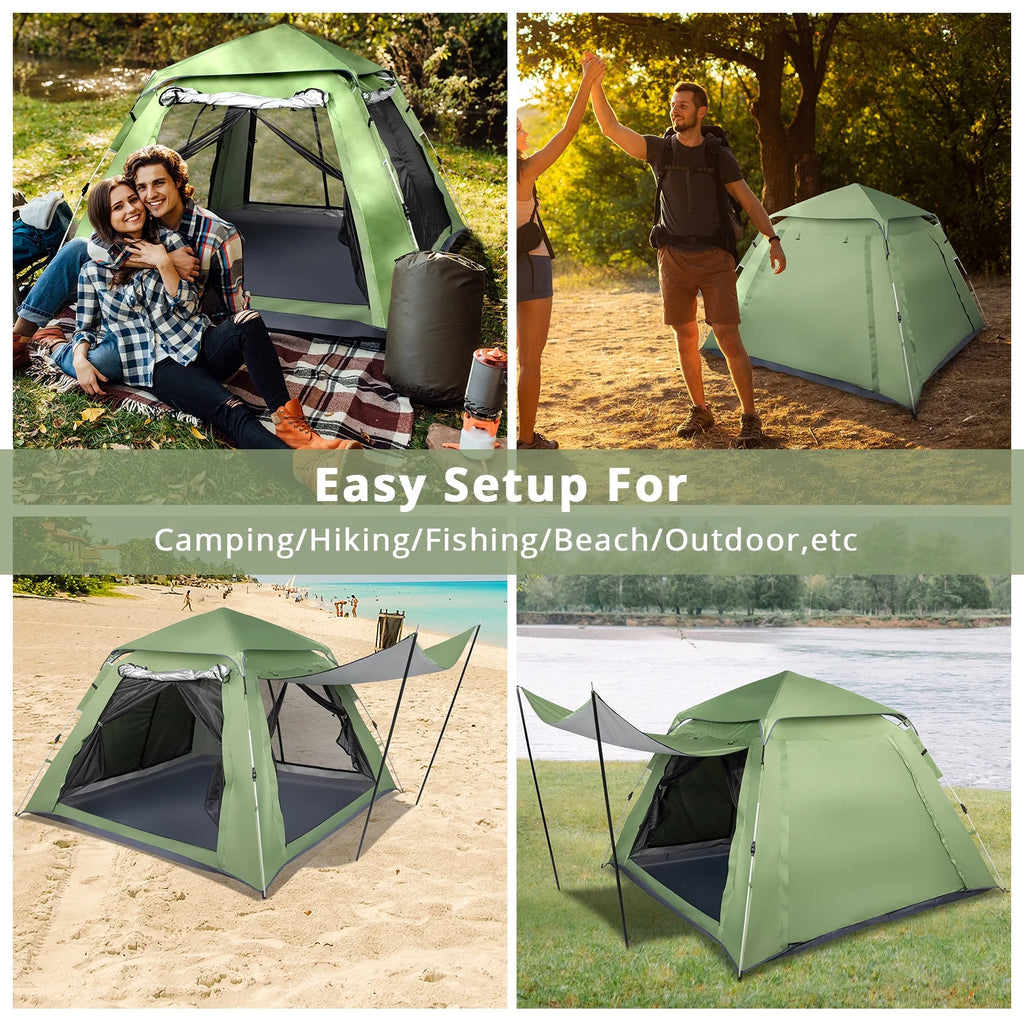 Green Quick Open Camping Tent for 4 Person X73797