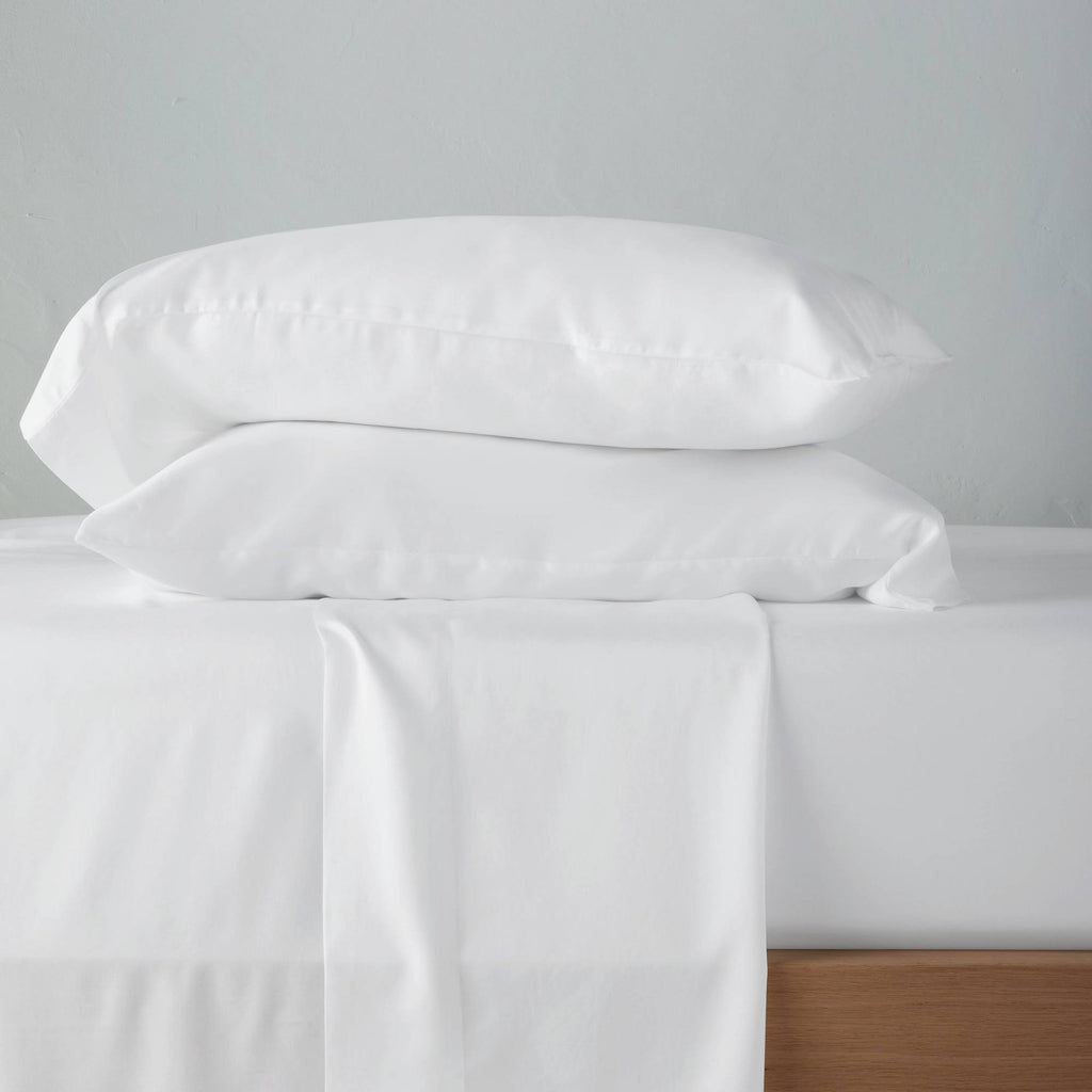 California King 400 Thread Count Washed Lyocell Solid Sheet Set White Y2831
