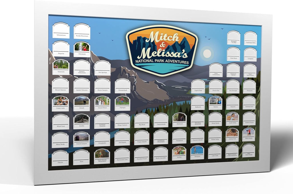 Personalized USA National Parks Photo Map (White Frame) Q561