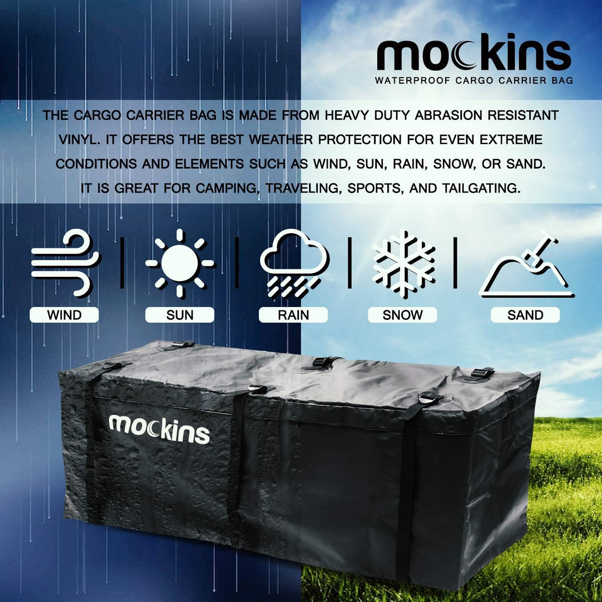 25 Cu Ft Waterproof Cargo Bag for Hitch Carrier with Straps Y265