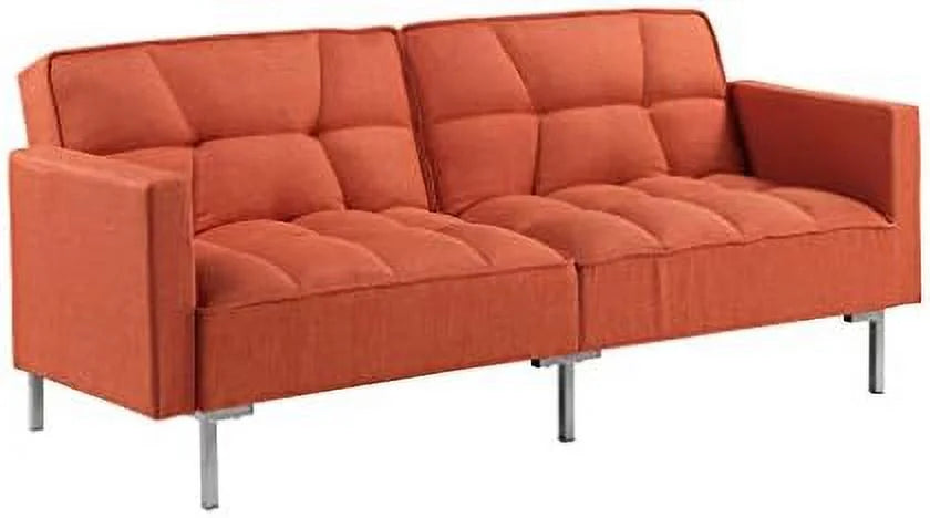 Modern Linen Convertible Futon Sofa Bed 2-in-1 Sleeper Sofa with 2 Pillows Q363