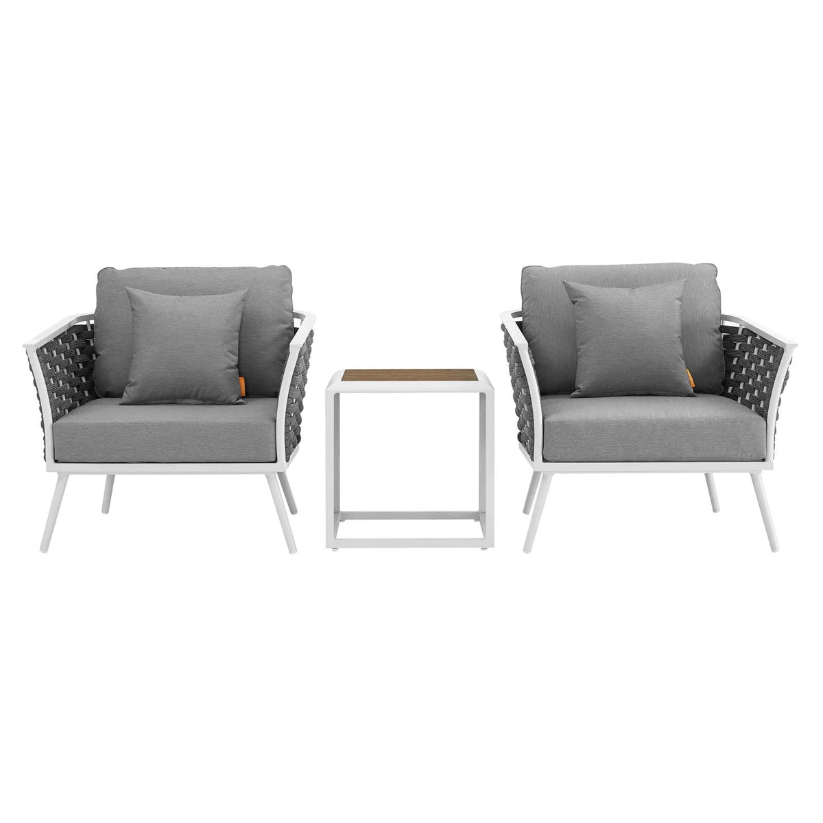 White Gray 3 Piece Outdoor Aluminum Sectional Sofa Set R3082