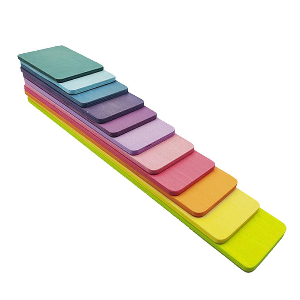 11Pc Wooden Rainbow Building Blocks Stacking Toy U2776