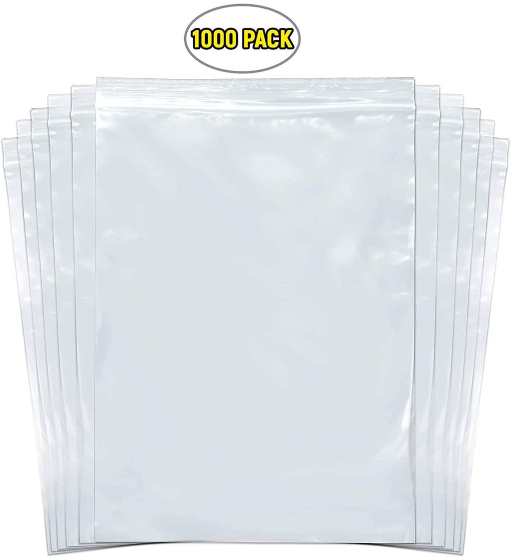 1000 Pack Clear Reclosable Zip Lock Poly Bags 2 Mil 13x22 x 18x22 G752933