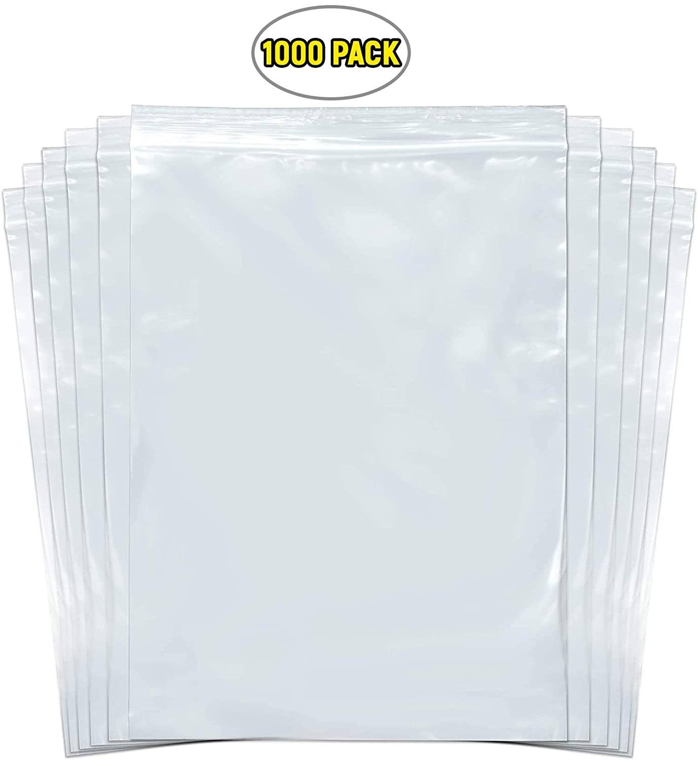 1000 Pack Clear Reclosable Zip Lock Poly Bags 2 Mil 13x22 x 18x22 G752933