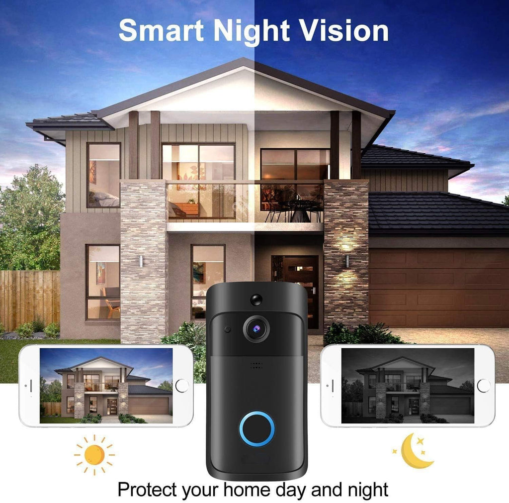WiFi Video Doorbell Camera HD Wireless Security Camera with Wireless Chime, Rechargeable Batteries, 2-Way Audio, Night Vision, Motion Detect, 166° Wide View V192922