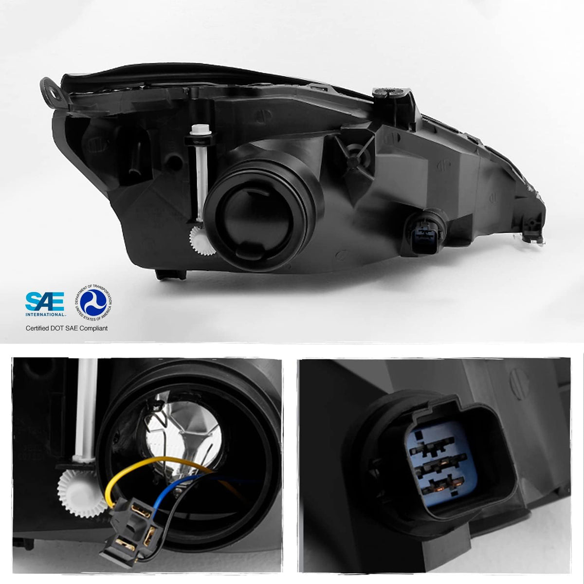 Black Head Lights Assembly Set Pair W1571