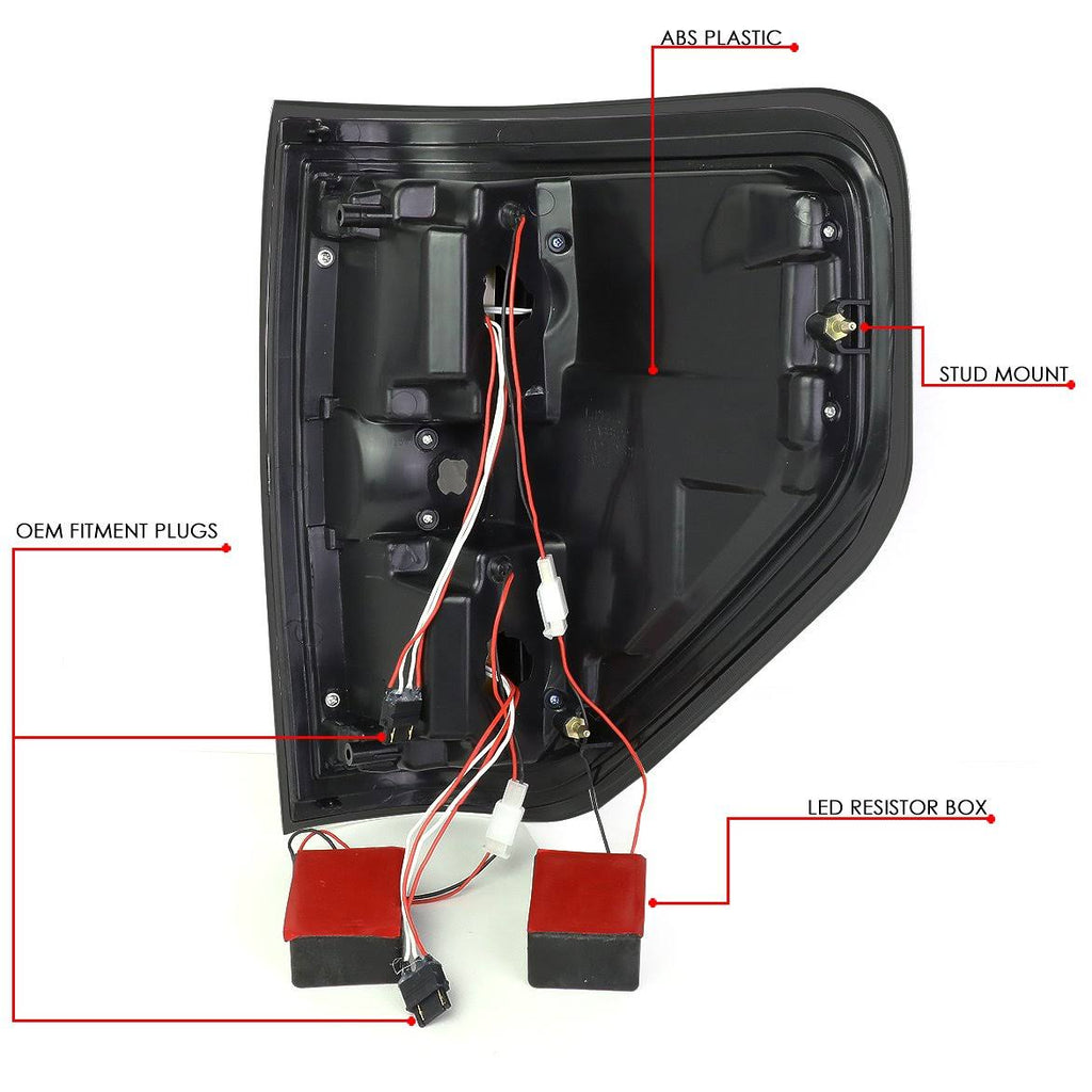 Pair Full LED Black Housing Smoked Lens Tail Lights K4189