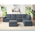 Gray Woven Fabric 7-Seater Sectional Sofa with Ottomans I334