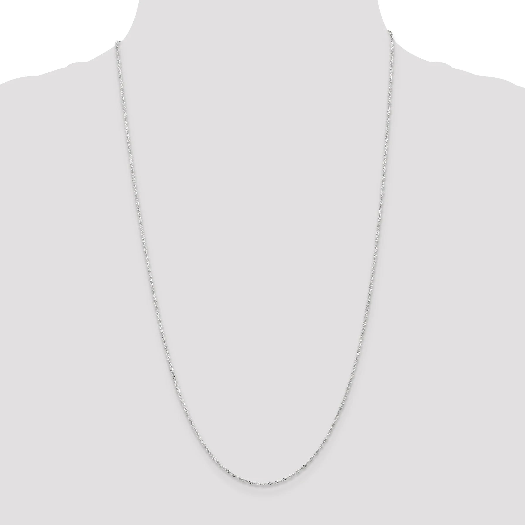 14K White Gold Ultra-thin Chain Necklace 24 Inches Y402