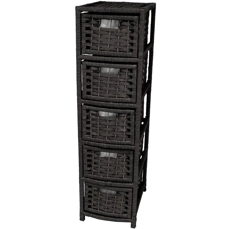 Natural Fiber 5 Drawer White Chest L19058