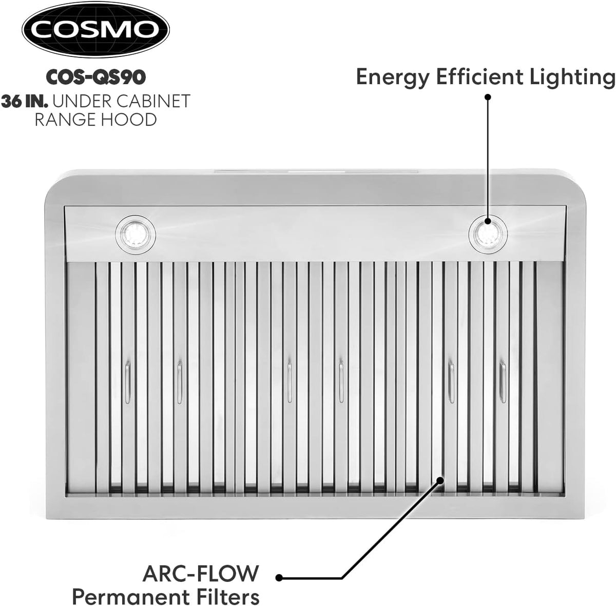 Under Cabinet Range Hood, 500 CFM, 36 in., Stainless Steel W266243