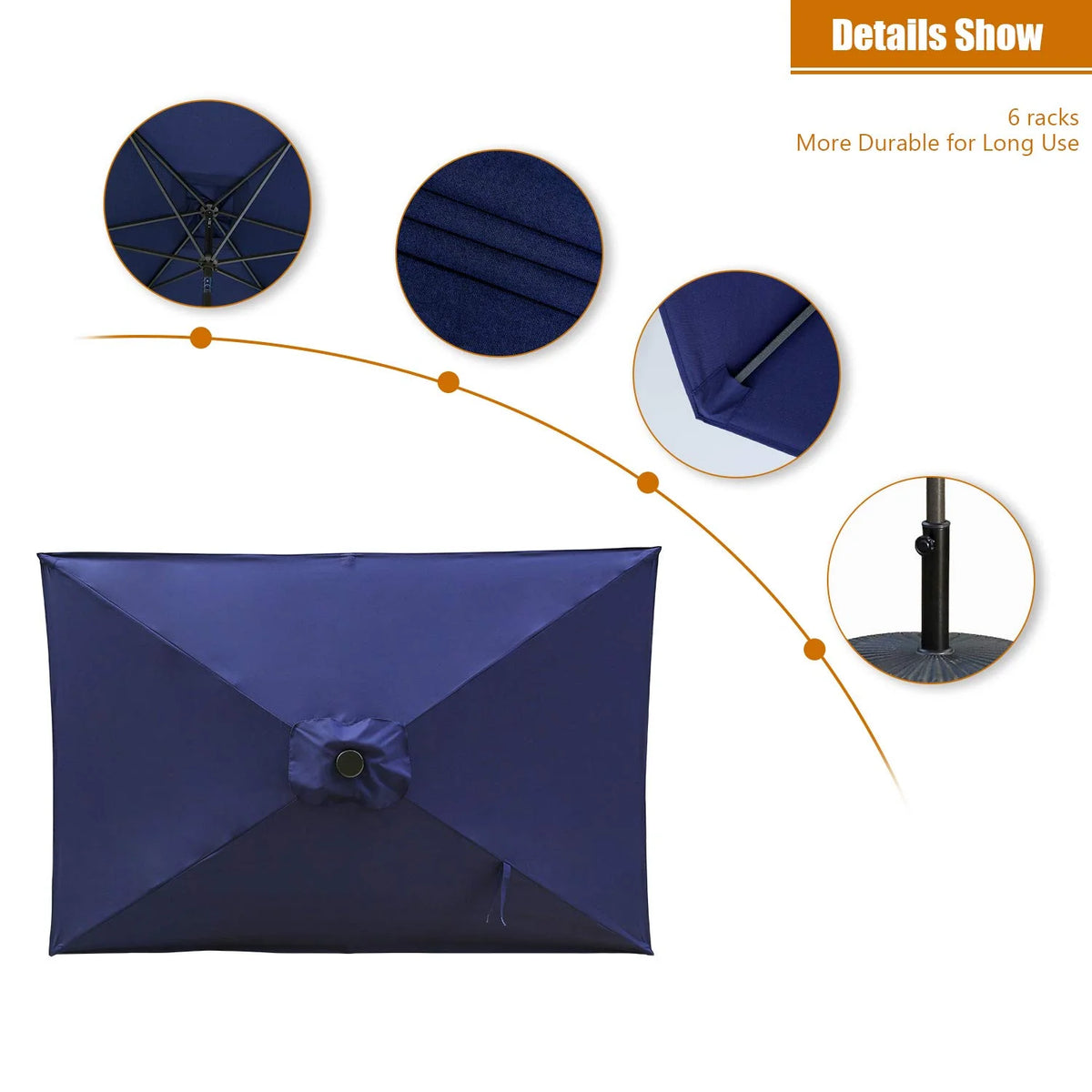 Navy Blue Outdoor Patio Umbrella with Stand H87983