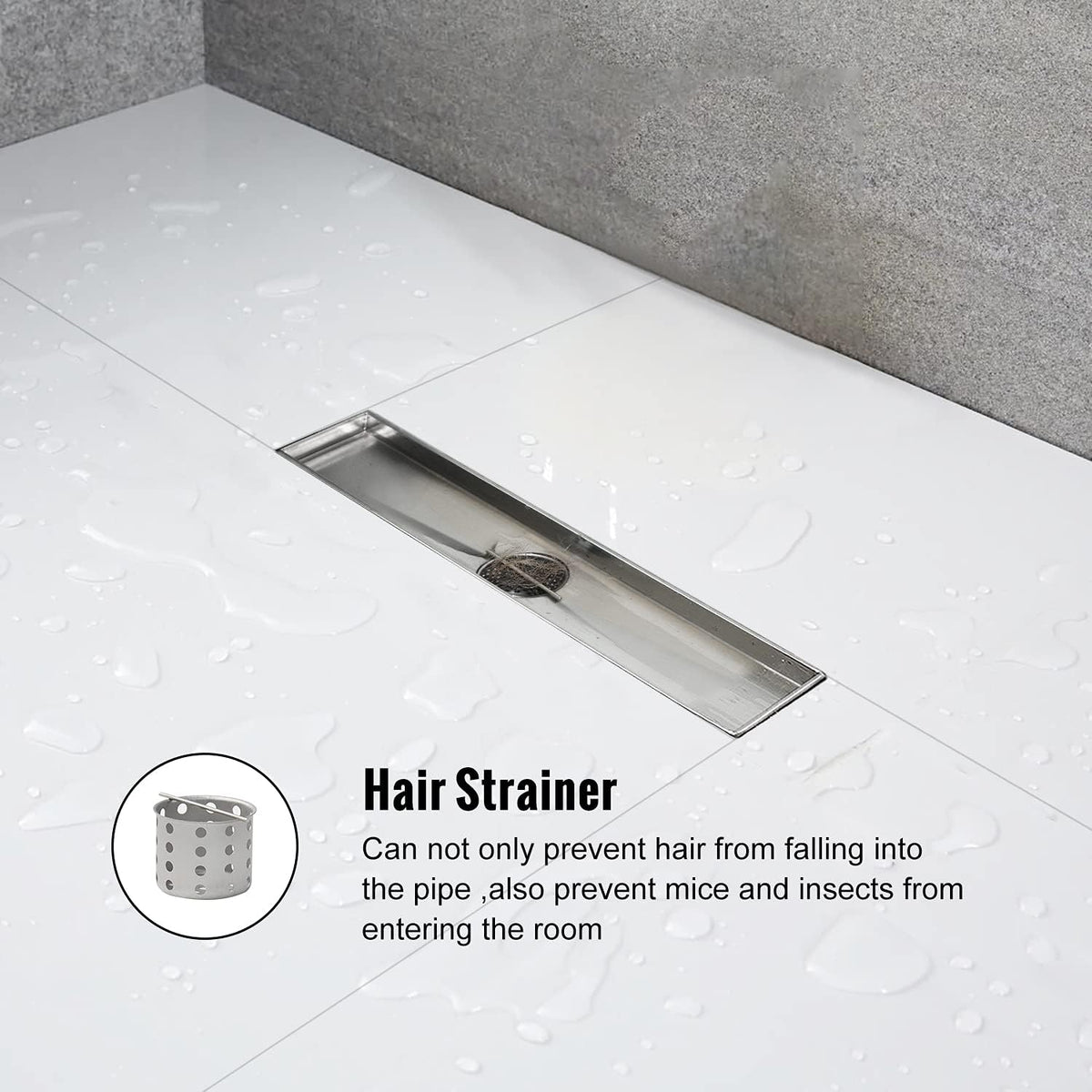 24 inch Linear Brushed 304 Stainless Steel Shower Drain M592319