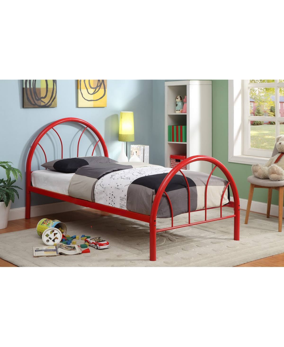 Red Full Metal Arch Bed B84895
