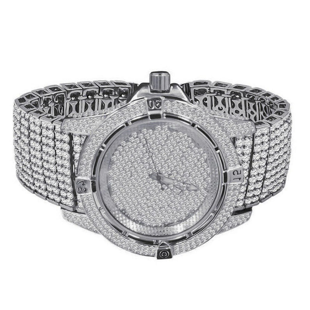 White Gold Tone Iced Out Watch M526