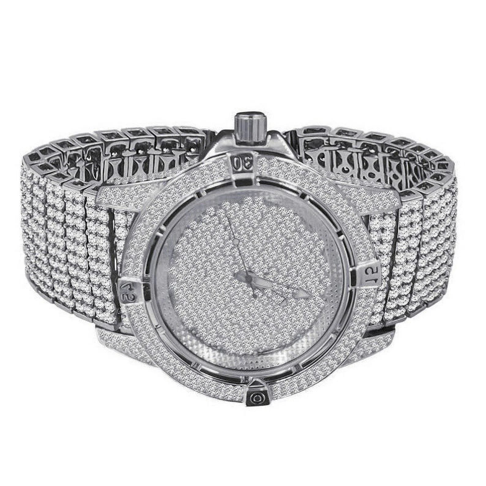 White Gold Tone Iced Out Watch M526