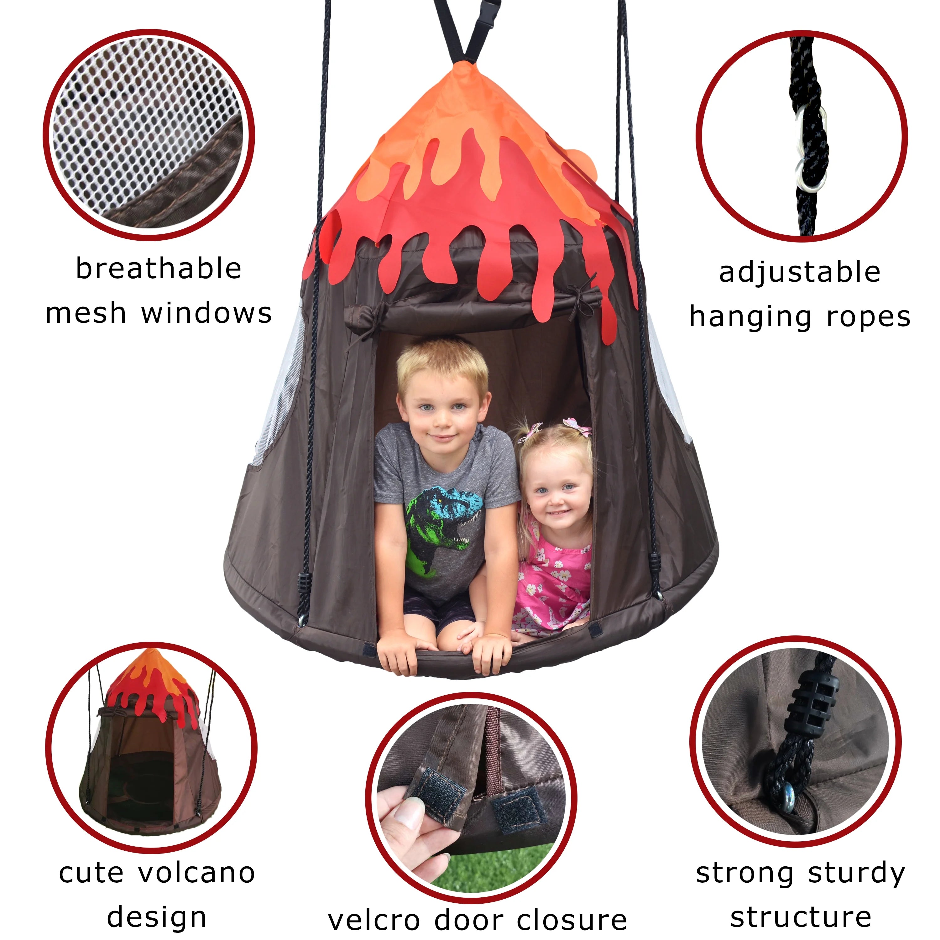 Round Tree Swing with Detachable Play Tent O813172