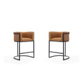Camel and Black Metal Counter Height Bar Stool Set of 2 Y826