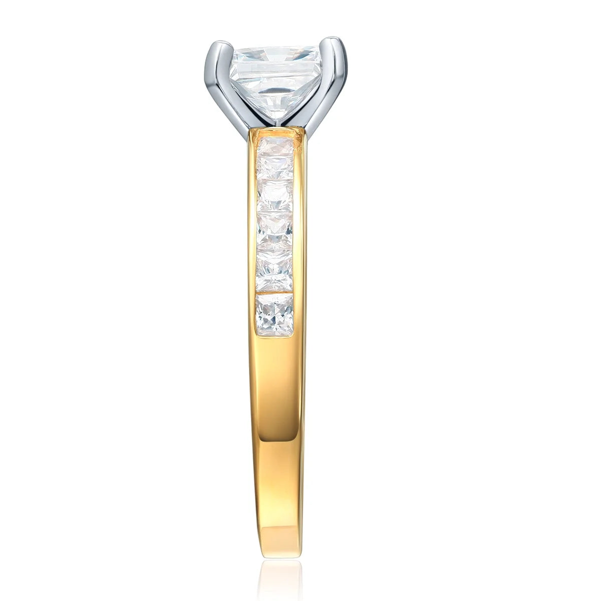 14k Yellow Gold CZ Princess Cut Engagement Ring Bridal Set - Size 9 D3016