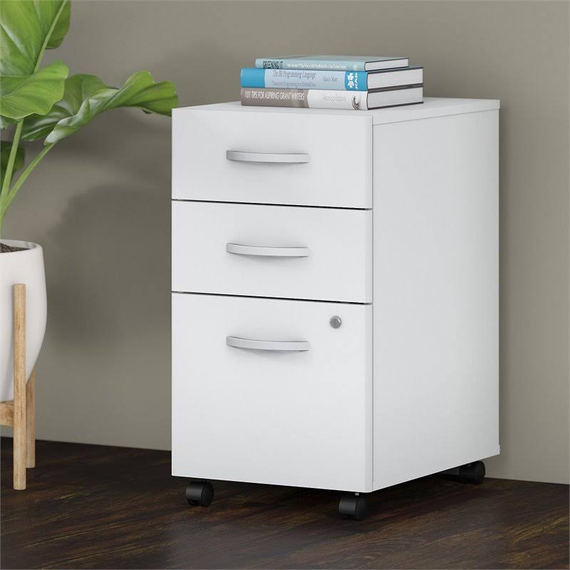 White 3 Drawer Mobile File Cabinet P50825