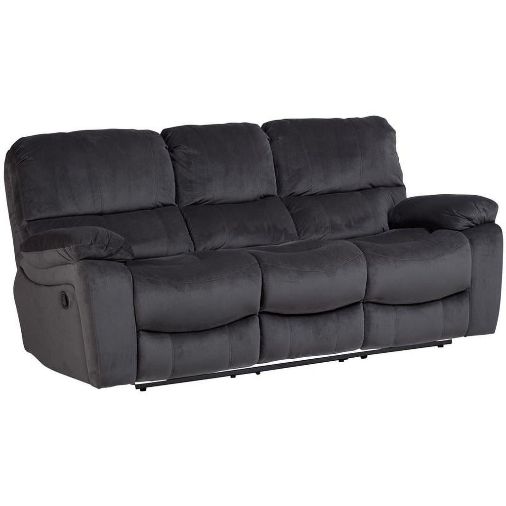 Steel Gray Plush Reclining Sofa R2171