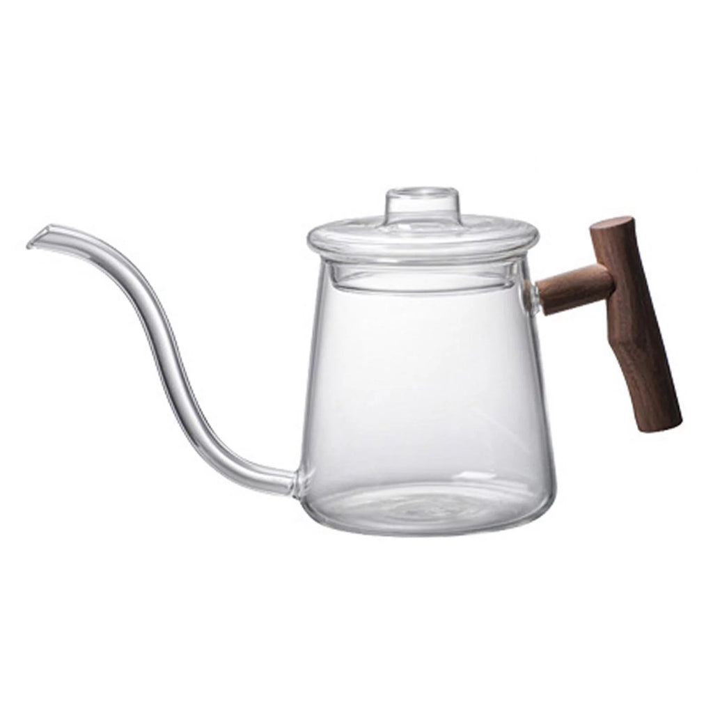 High Borosilicate Glass Gooseneck Kettle Wooden Handle 480ML K593103