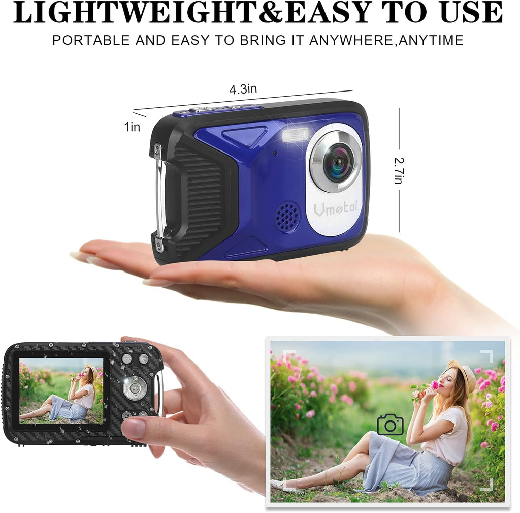Waterproof Digital Camera Full HD 1080P 21 MP Underwater Camcorder with Rechargeable Battery (Blue-2) Pack of 2 S63264