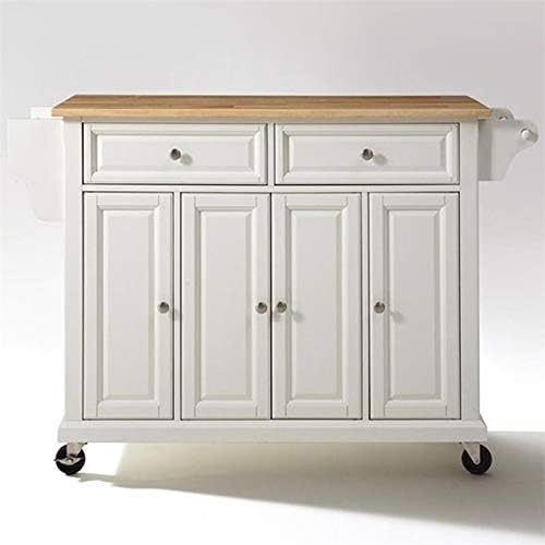 Natural Wood Top Kitchen Cart in White I583