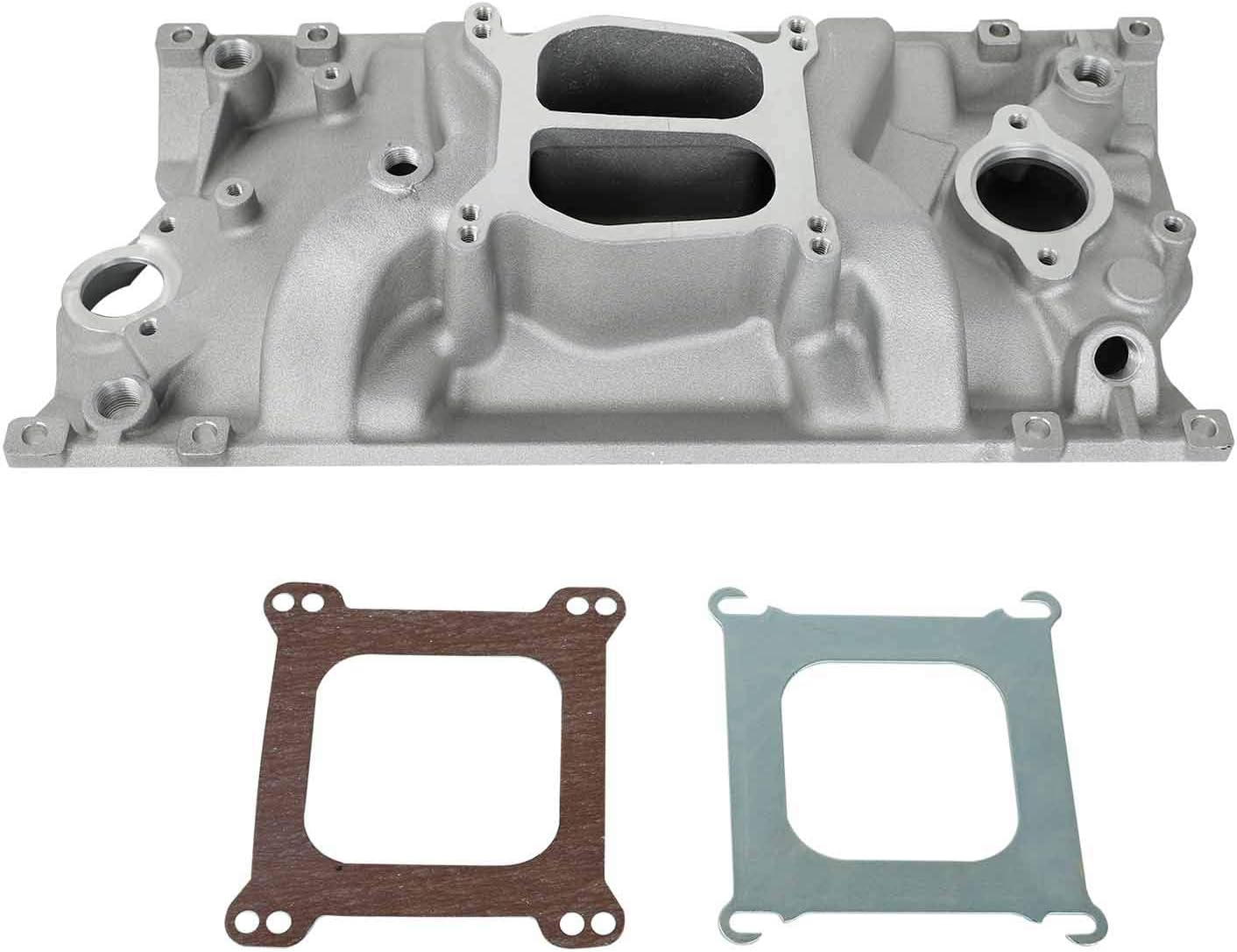 Dual Plane Satin Aluminum Intake Manifold for SBC Chevy Vortec 350 Heads W614017
