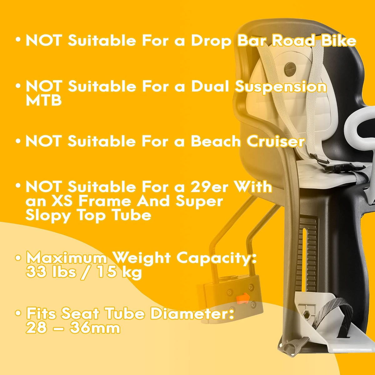 Bicycle Baby Seat Carrier with Handrail Front Mounted Child Bike Seat A5243